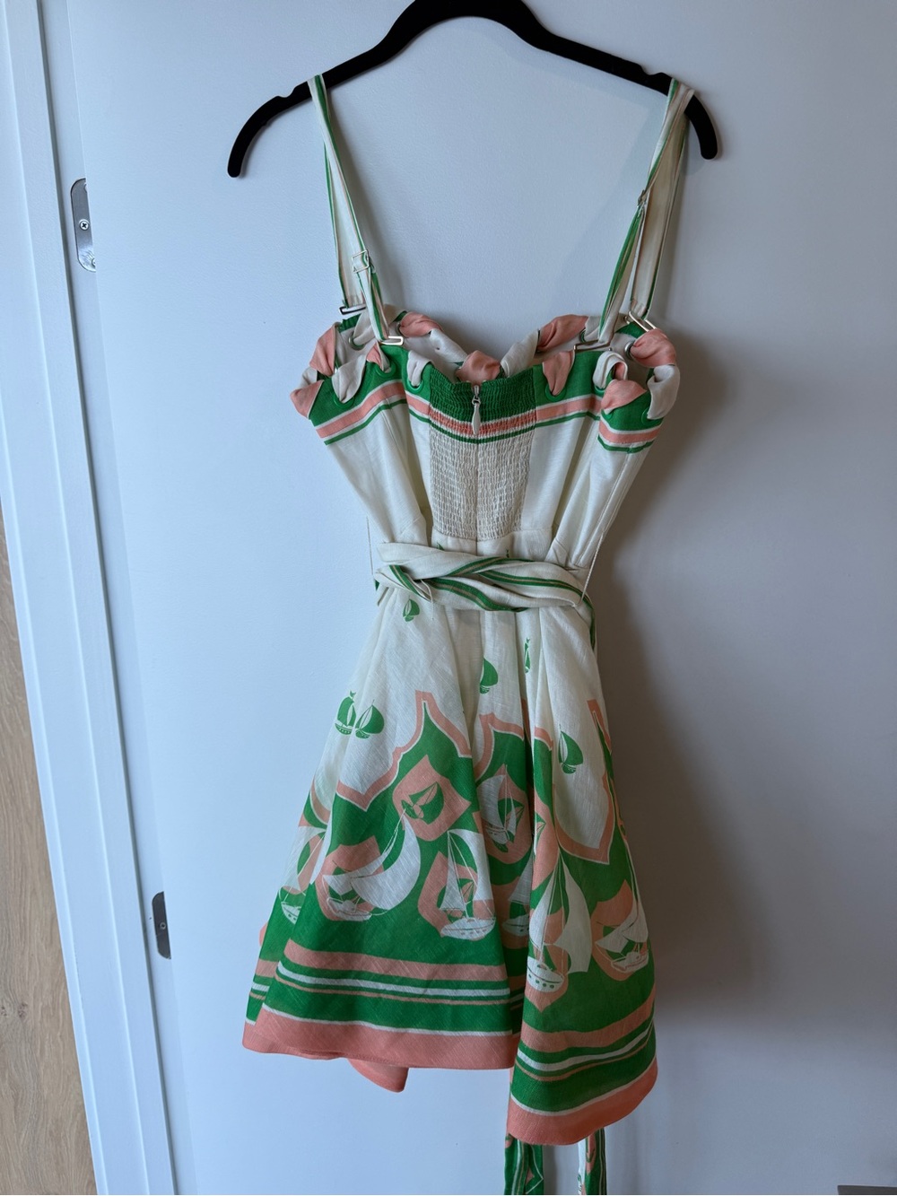 Zimmermann Cream Mini Dress with Green & Peach Accents - Picture 4 of 4